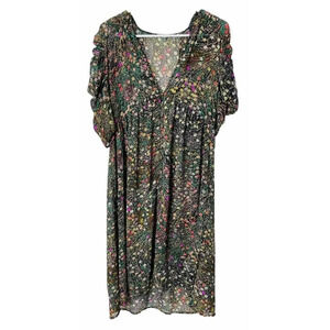 Akemi + Kin Anthropologie Midi Dress S Sheer Flowy Boho Floral Cottagecore Slit
